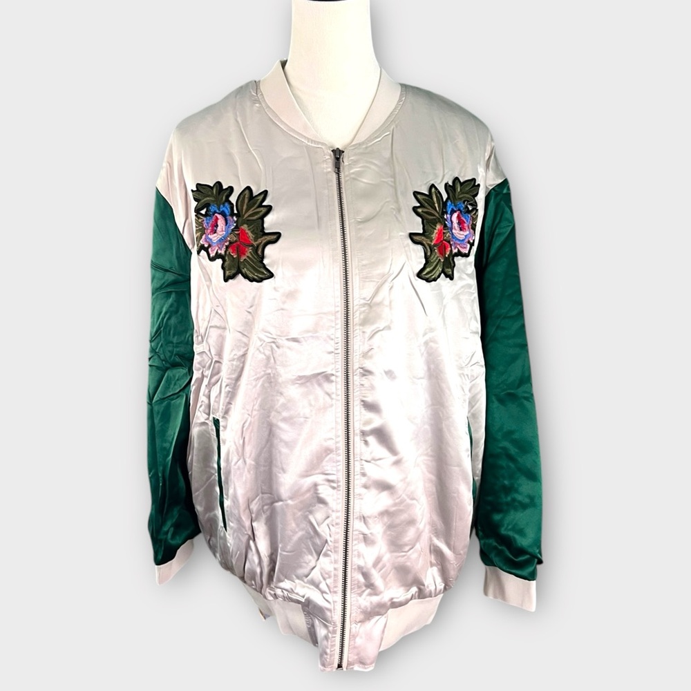 Hayden Green and Cream Bomber Jacket - Picture 5 of 14